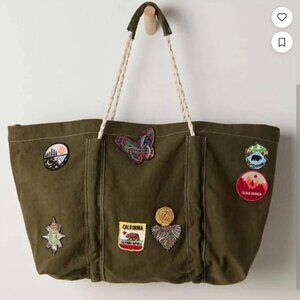 Free People NWT Been There Tote Large Green Canvas Bag New with tag